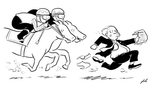A politicians runs from race horses