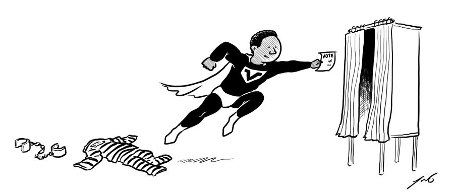 Superhero giving prisoners the right to vote.