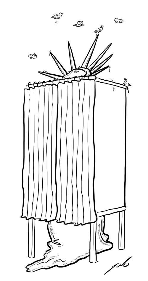 Lady Liberty in a Voting Booth