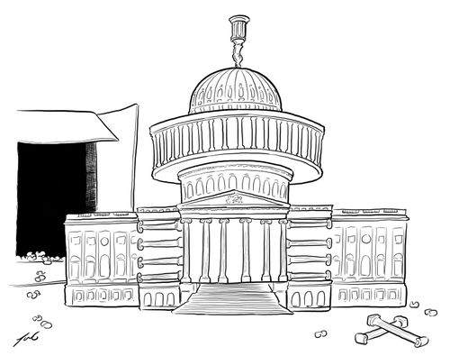 Toy White House built incorrectly.