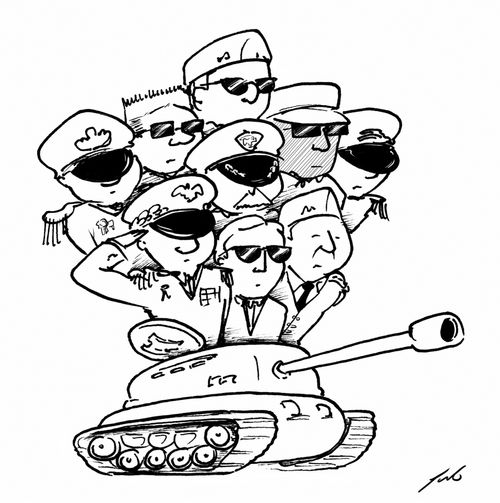 Army personnel in a tank