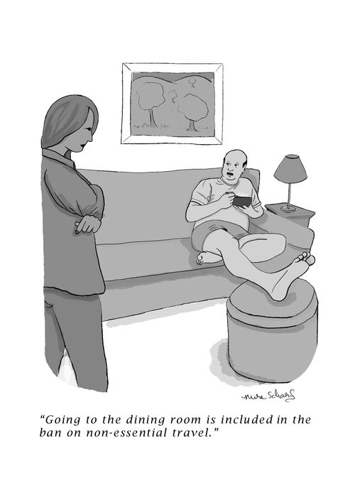 "Going to the dining room is included in the ban on non-essential travel."
