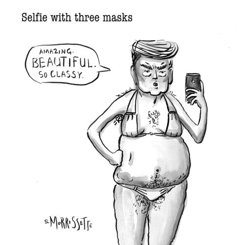 Selfie with three masks.