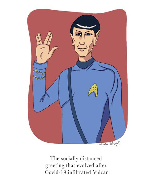 The socially distanced greeting that evolved after Covid-19 infiltrated Vulcan
