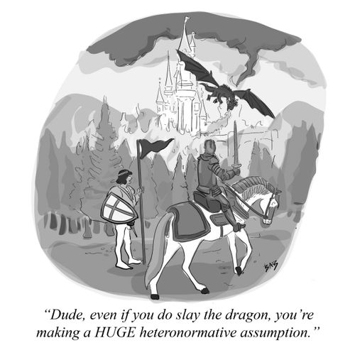"DUDE, even if you do slay the dragon, you're making a huge heteronormative assumption."