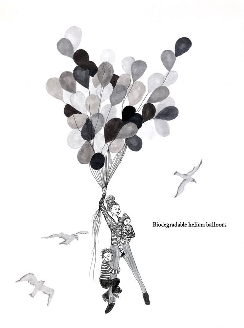 Biodegradable helium balloons.