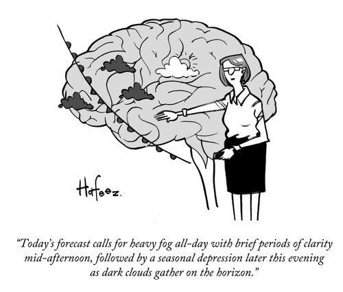 "Today's forecast calls for heavy fog all-day with brief periods of clarity mid-afternoon..."