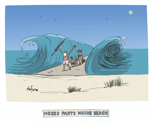 Moses parts the Maine beach