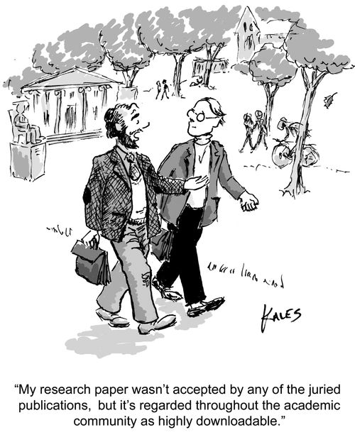 "My research paper wasn't accepted by any of the juried publications, but it's regarded throughout the academic community as highly downloadable."