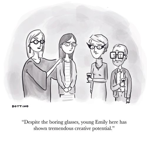 "Despite the boring glasses, young Emily here has shown tremendous creative potential."