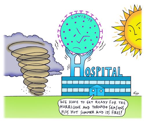 "We have to get ready for the hurricane and tornado seasons plus hot summer and its fires!"