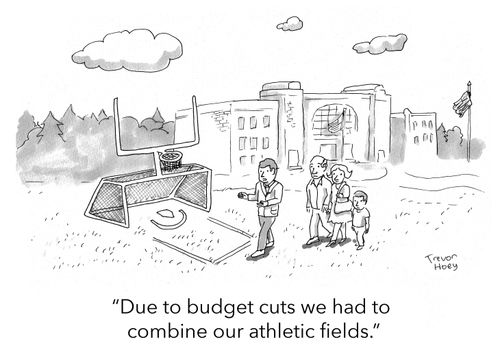 "Due to budget cuts we had to combine our athletic fields."