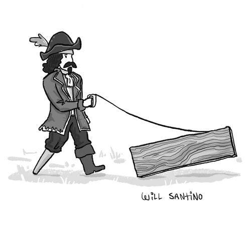 "A pirate walking the plank."