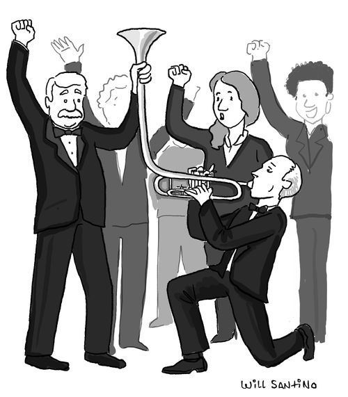 Trumpet combined with a beer funnel.