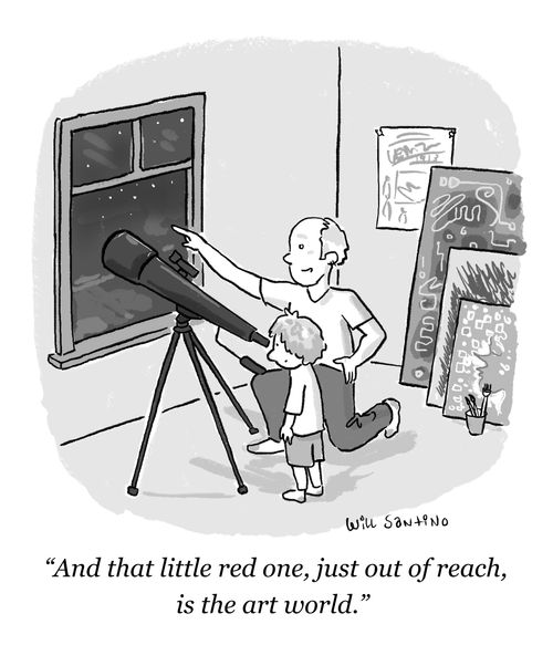 "And that little red one, just out of reach, is the art world."