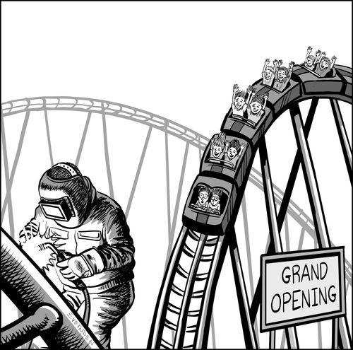 Rollercoaster opens when it is still being built.