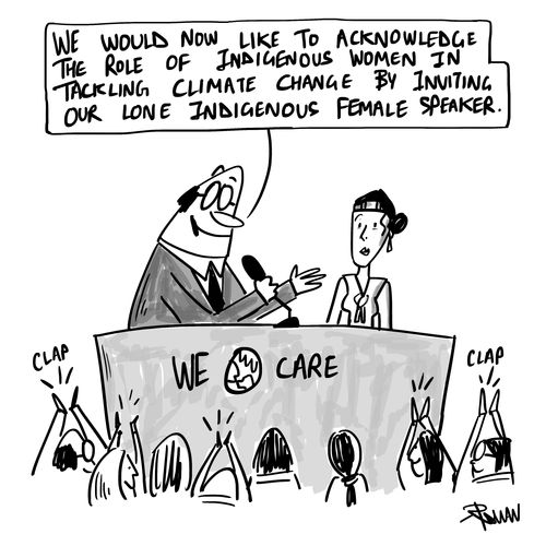 "We would like to acknowledge the role of indigenous women in tackling climate change by inviting our long indigenous female speaker."