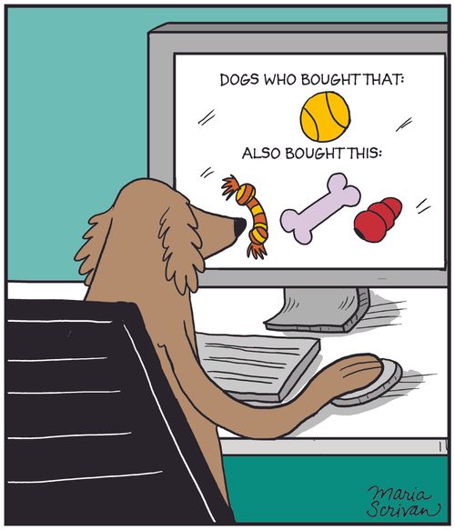 Dog online shopping suggestions.