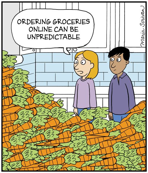 "Ordering groceries online can be unpredictable."