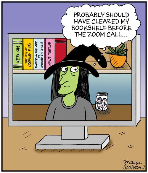 Probably should have cleared my bookshelf before the zoom call...