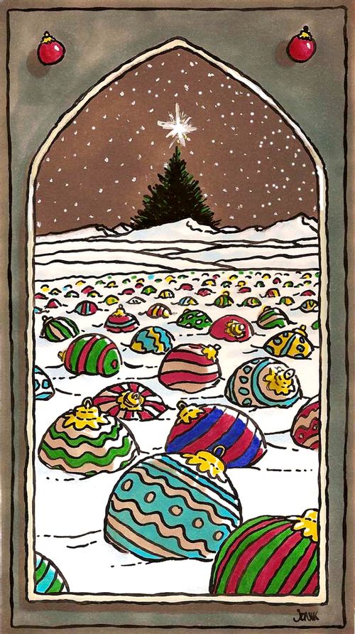 A field of Christmas baubles 