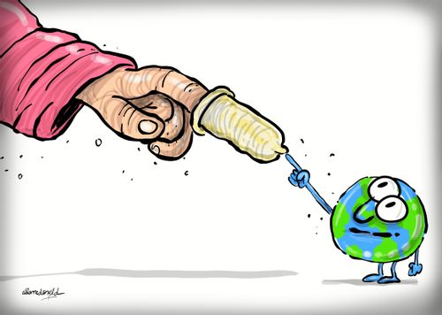 God touches Earth with his finger. 