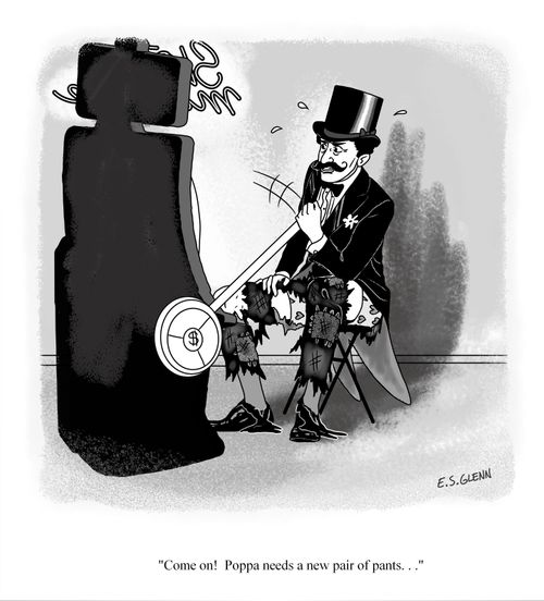 "Comeon! Poppa needs a new pair of pants. . . "