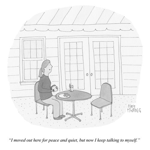 "I moved out here for peace and quiet, but now I keep talking to myself."