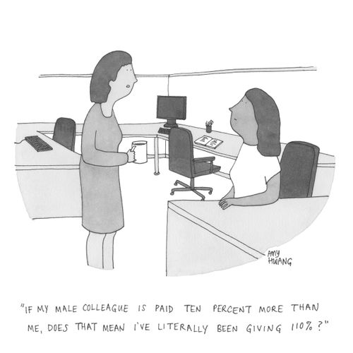 "If my male colleague is paid ten percent more than me, does that mean I've literally been giving 110%?"
