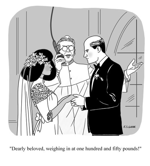 "Dearly beloved, weighing in at one hundred and fifty pounds!"