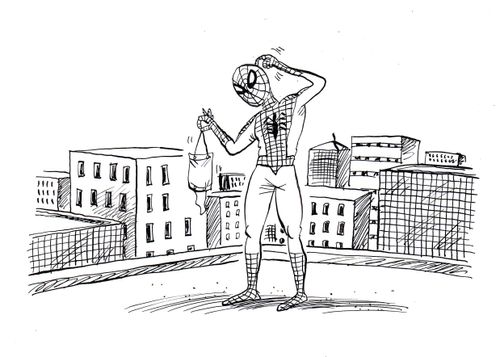 Spiderman figures out how to wear a mask over a mask