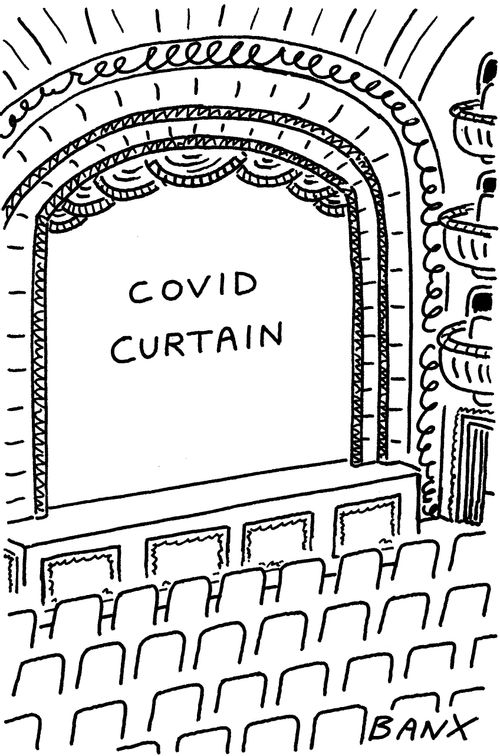 COVID curtain in a theatre.