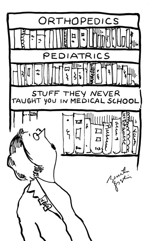 Doctor looks at books under the genre 'Stuff they never taught you in medical school'.