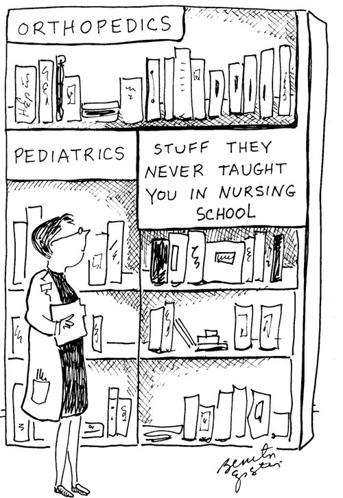 Lady examines book genre 'Stuff they never taught you in nursing school.'