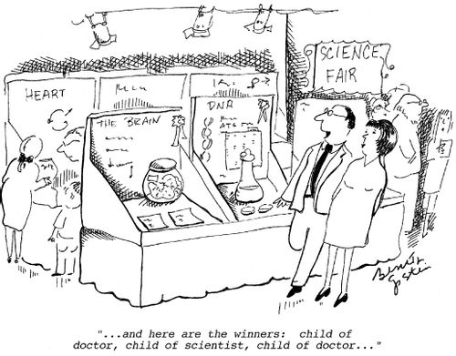 "...and here are the winners: child of doctor, child of scientist, child of doctor..."