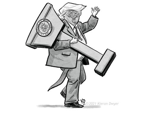 Trump takes the podium
