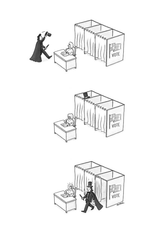 Magician visits their polling station.