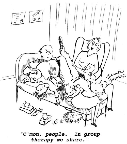 "C'mon, people. In group therapy we share."