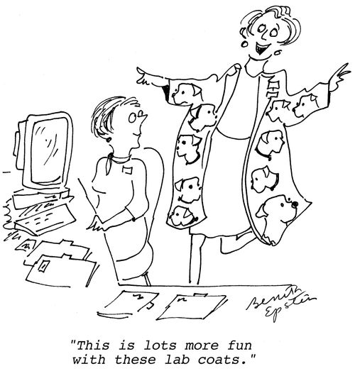 "This is lots more fun with these lab coats."