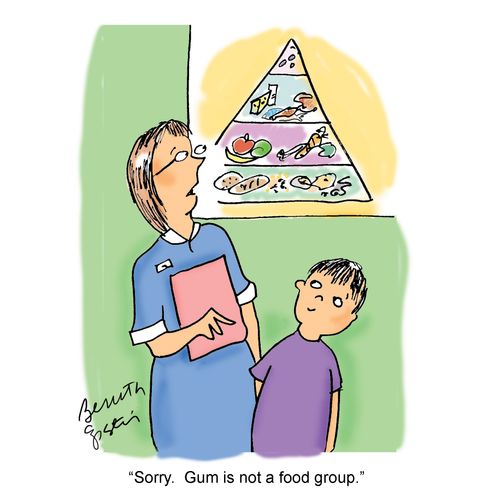 "Sorry. Gum is not a food group."