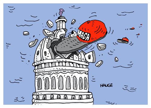 MAGA hat destros the capitol dome