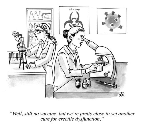 "Well, still no vaccine, but we're pretty close to yet another cure for erectile dysfunction."
