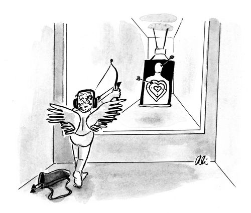 Cupid practices his targets