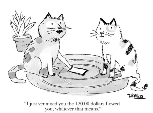 "I just venmoed you the 120,000 dollar I owed you, whatever that means."