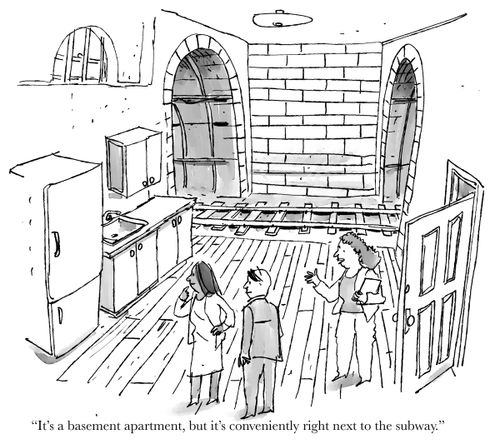"It's a basement apartment, but it's conveniently right next to the subway."