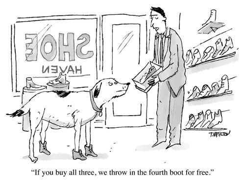 "If you buy all three, we throw in the fourth boot for free."