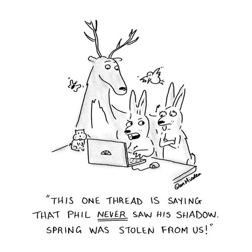 "This one thread is saying that Phil NEVER saw his shadow. Spring was stolen from us!"