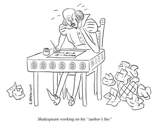 Shakespeare working on his "author's bio"