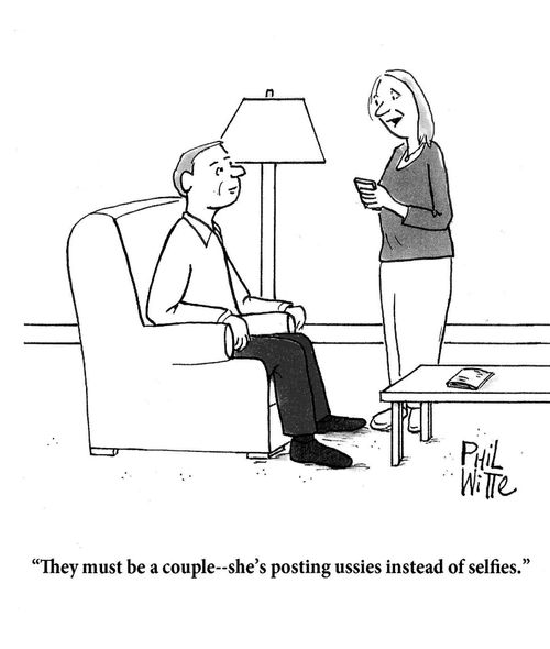 "They must be a couple-- she's posting ussie's instead of selfies."
