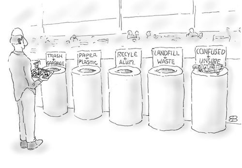 Man has a trash dilemma.
